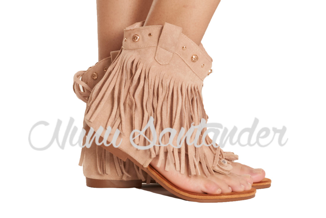 Botas de piel con flecos online. Botas con flecos bohochic