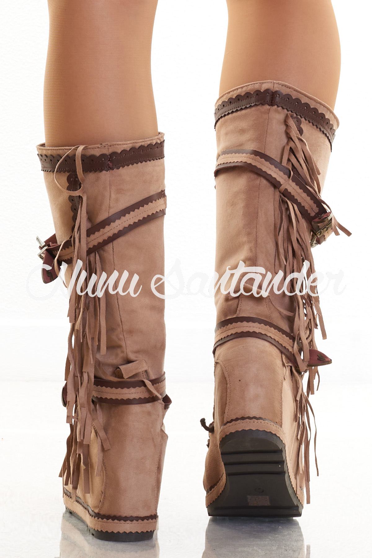 Cowboy Botas Mou Flecos Faith Rita Faux Suede Studded Tassel
