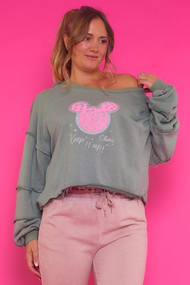 Sudadera Algodón David Mickey Animal Print: sudadera elástica con silueta de Mickey, detalles en color plateado y efecto deshilachado. Diseño moderno, cómodo y original.