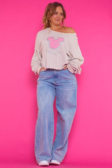 Sudadera Algodón David Mickey Animal Print Sudadera Algodón David Mickey Animal Print: sudadera elástica con silueta de Mickey, detalles en color plateado y efecto deshilachado. Diseño moderno, cómodo y original.