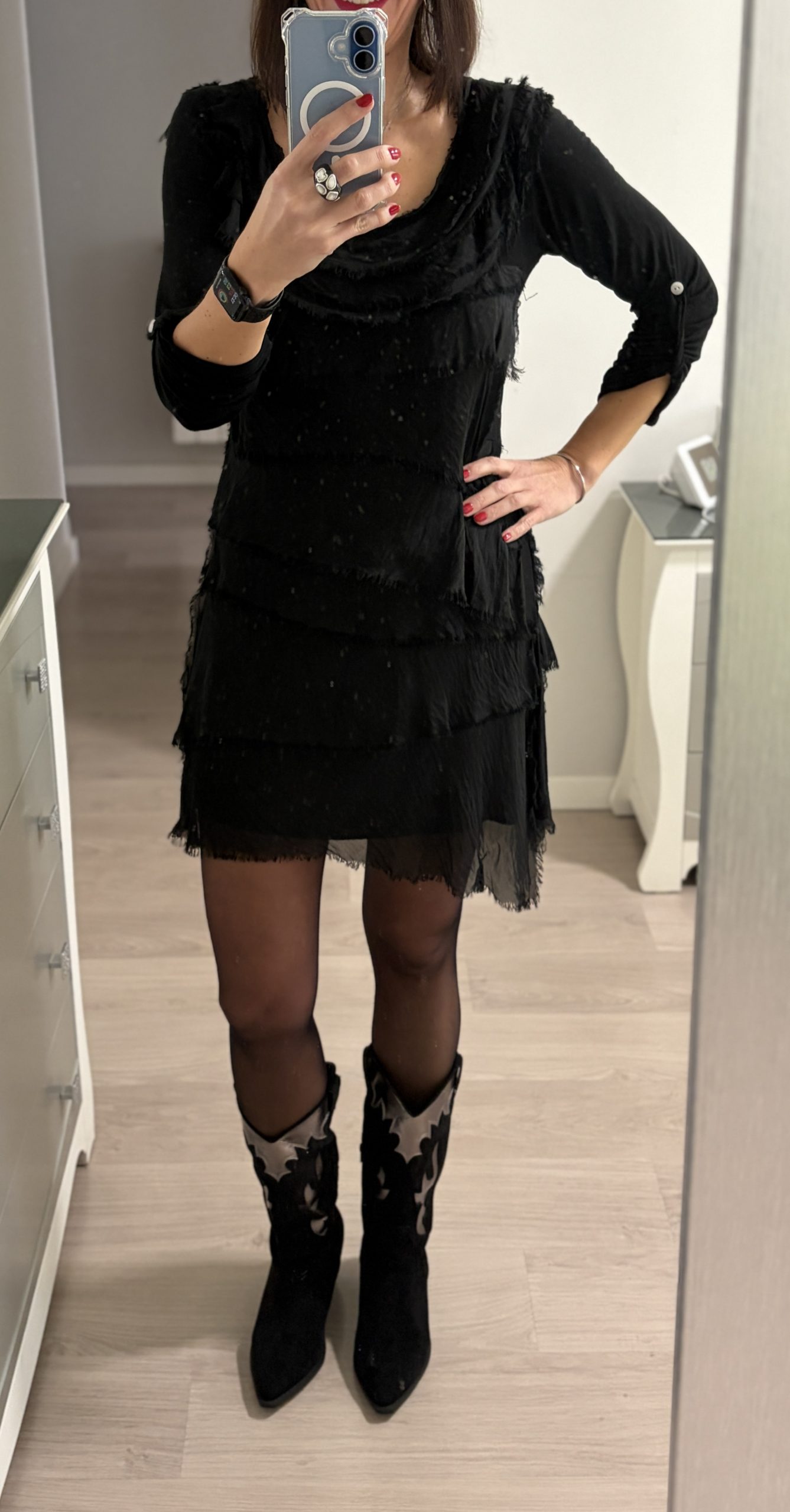 Vestido Corto Con Volantes De Seda Aires photo review