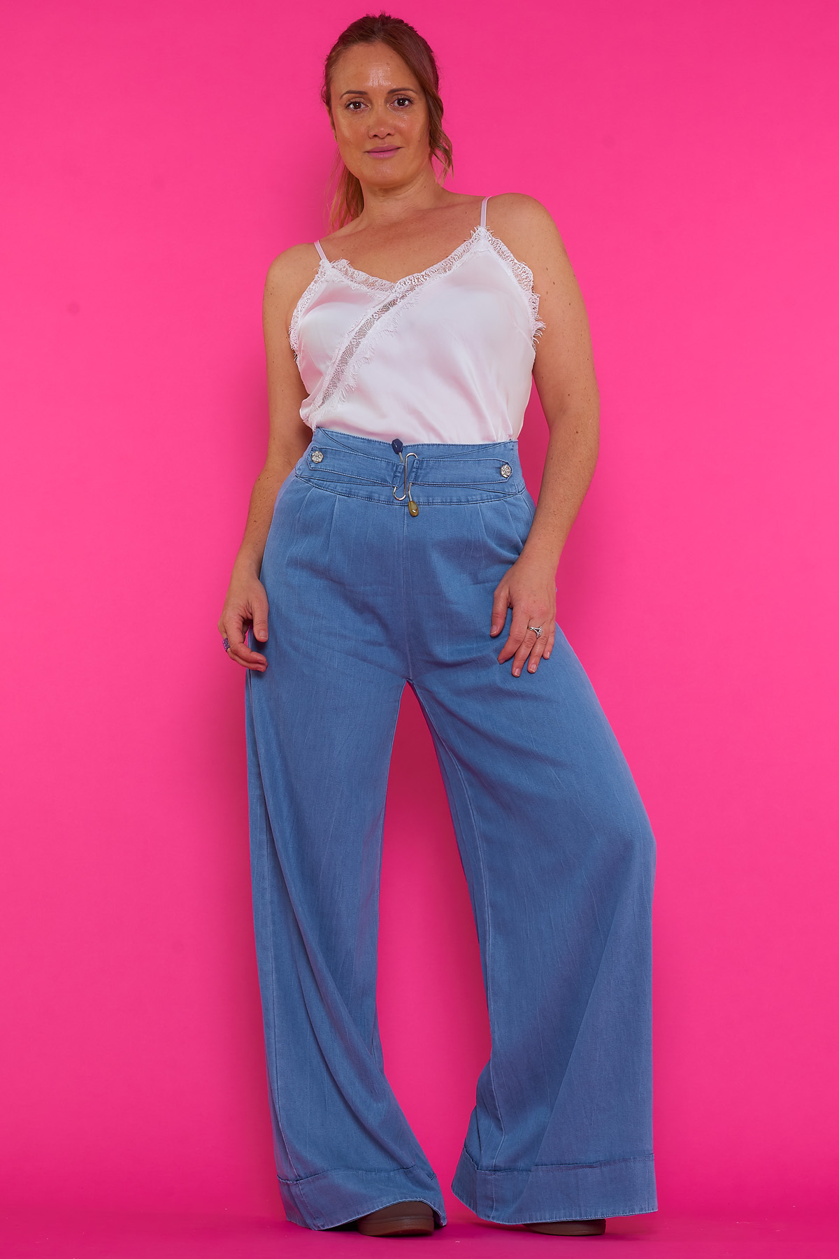 Jeans anchos tiro alto Berlo