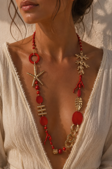 Descubre el Colgante Venti, una pieza boho-chic con abalorios y elementos marinos que capturan la esencia del verano. Eleva tus looks al instante con este accesorio único de Nunu Santander.