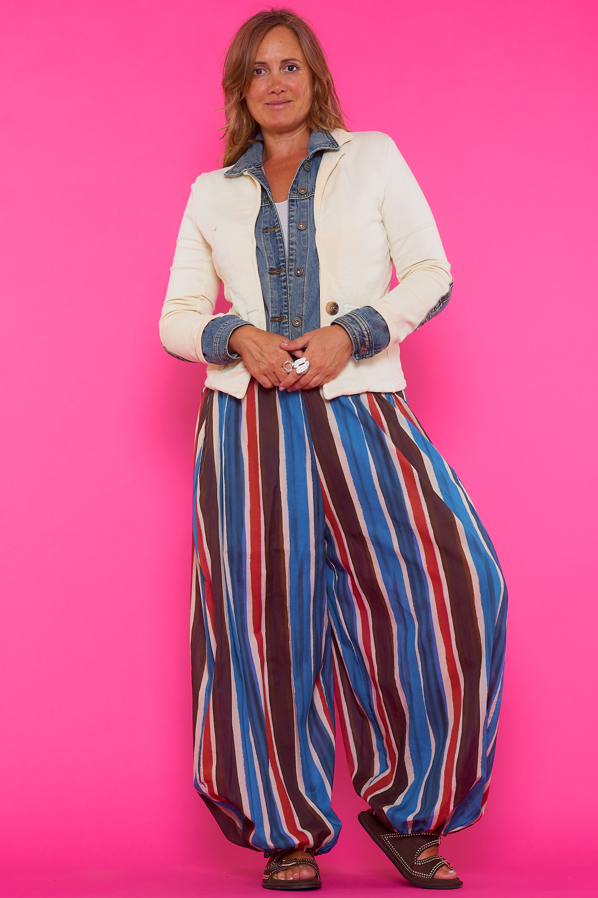 (TARA) Chaqueta Celeste Blanco