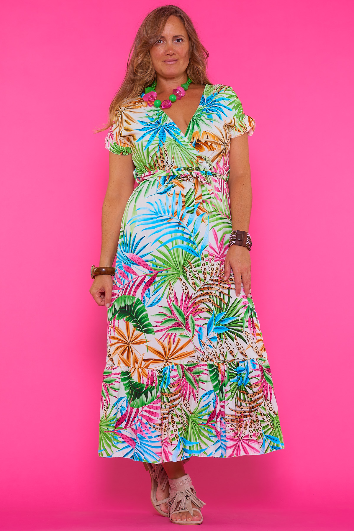 Vestido estampado tropical Safi
