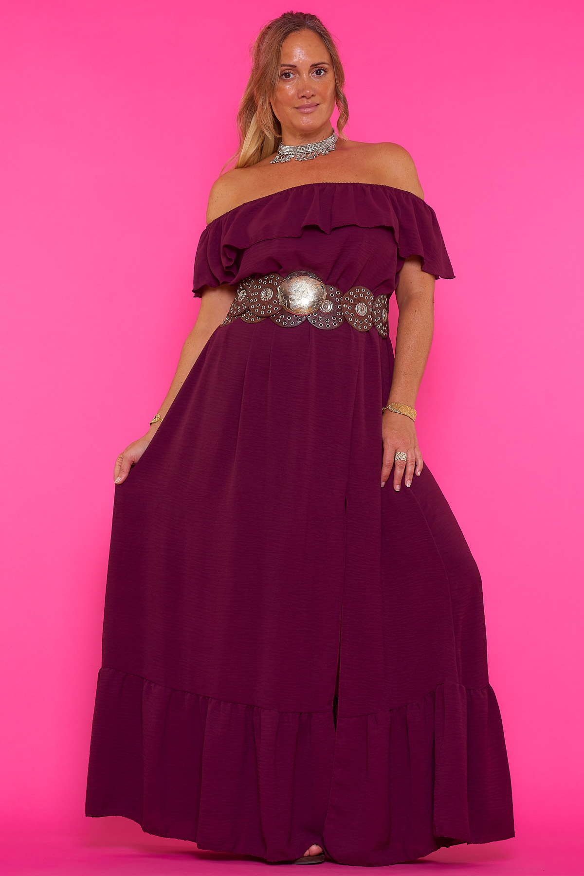 Vestido hombros descubierto Chaen